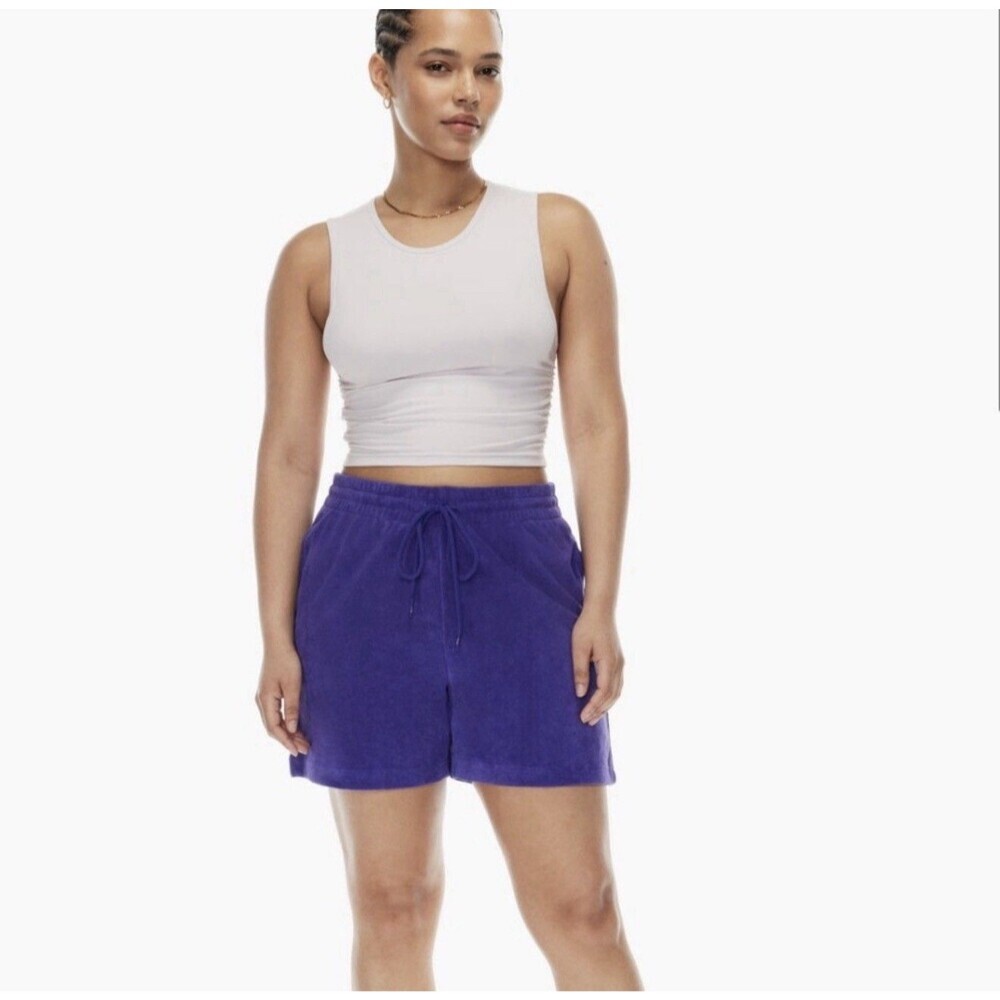 TNA (Aritzia) Towel Terry Boyfriend 5” Shorts In Cali Blue SZ Small NWT